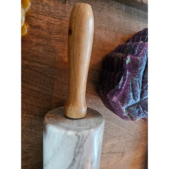 Vintage Marble Rolling Pin — Wooden Handles - Picture 5 of 5